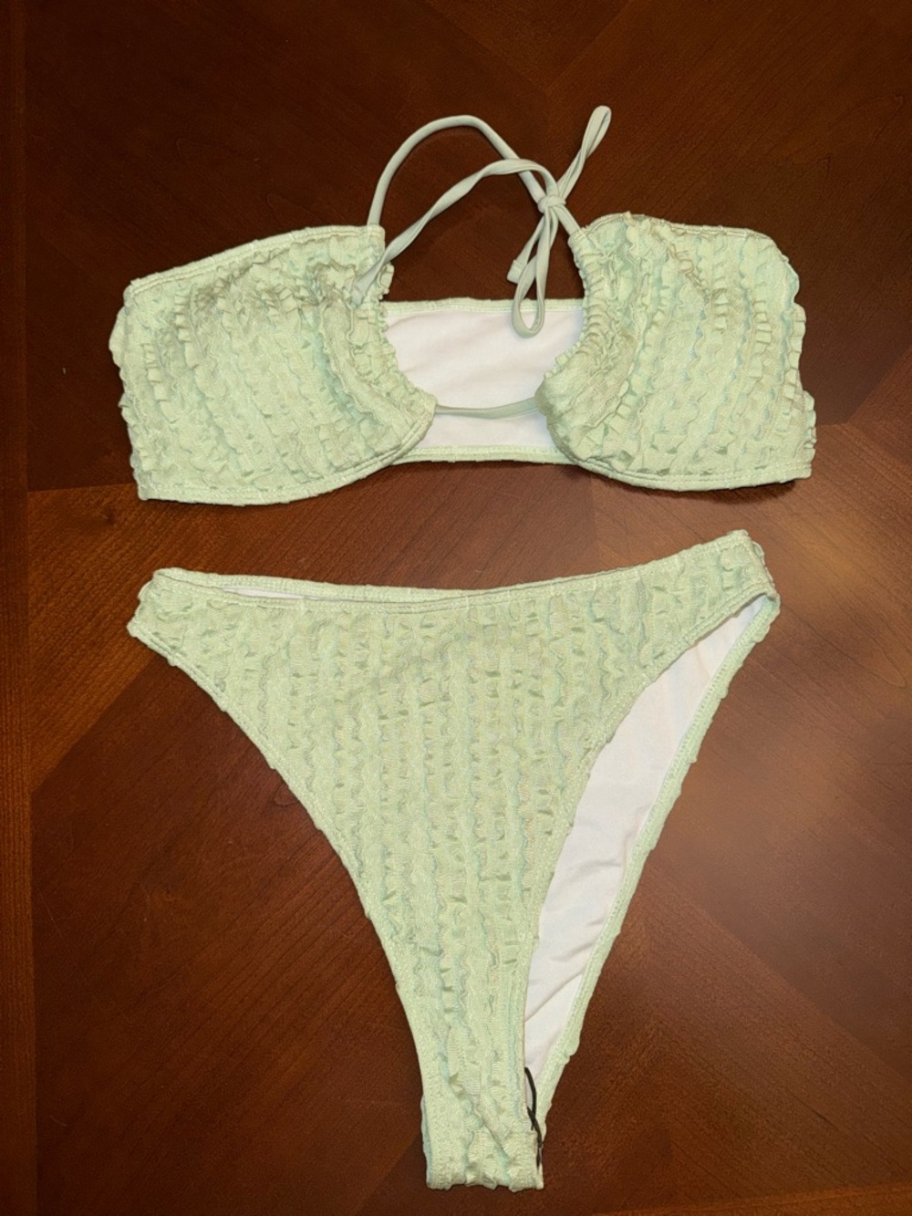 NEW: Shein Textured Pastel Green Bikini Set